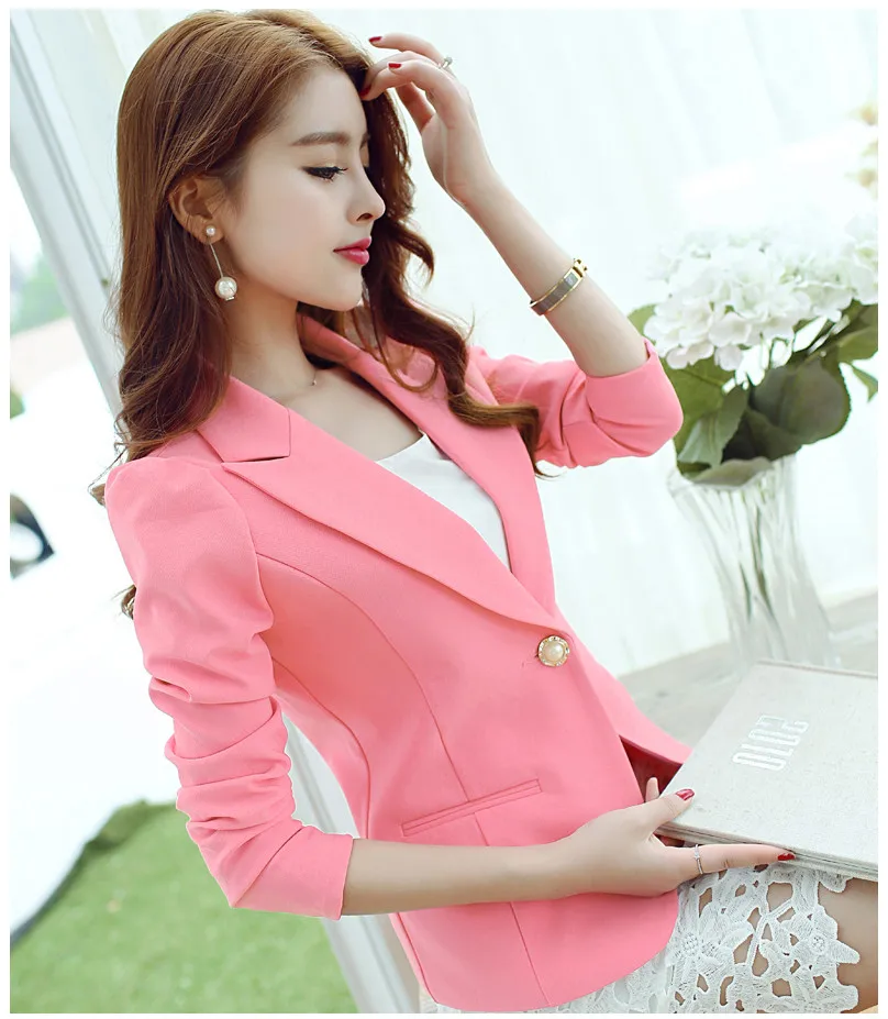 

Free Shipping 2019 Summer New Fashion Large Size Women's Candy Color Small Jacket Women Short Suit Blazer Women,S M L XL 2XL