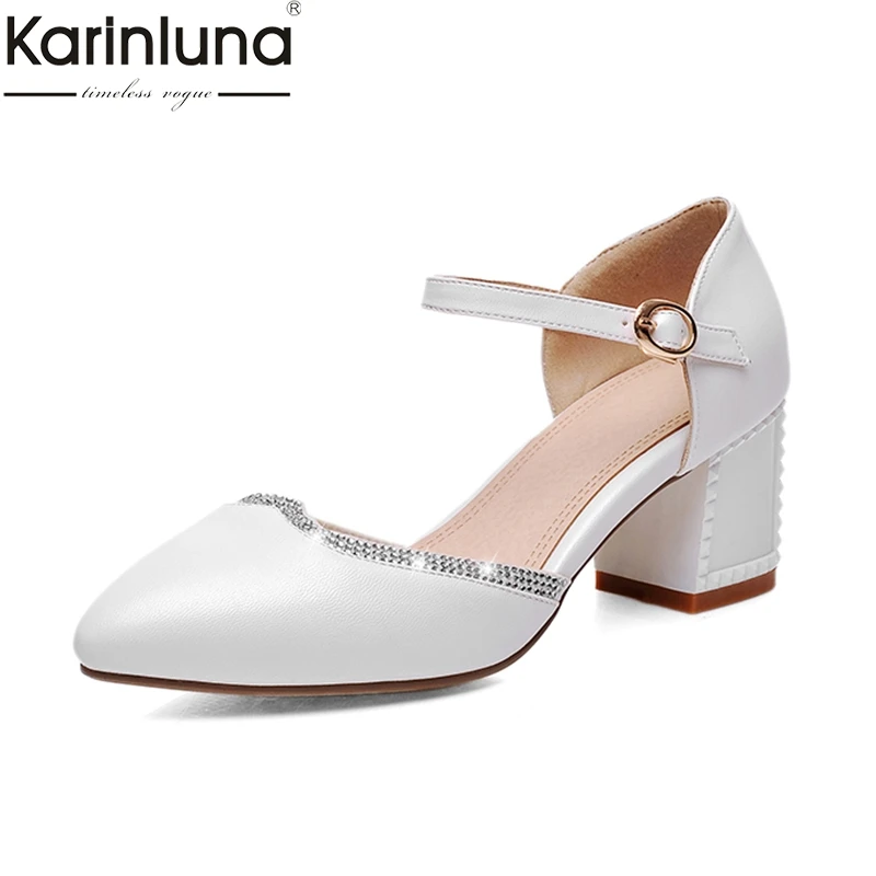 

Karinluna 2019 plus size 32-43 dropship party OL ankle-strap women Shoes Woman chunky heels two-piece summer sandals woman pumps
