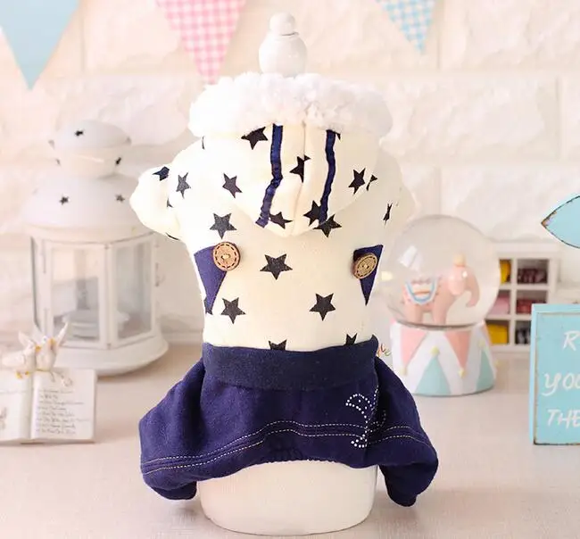 2016 new pet dog cat star printed jumpsuits clothes doggy autumn winter tracksuits costume puppy overcoat dogs cats coats 1pcs
