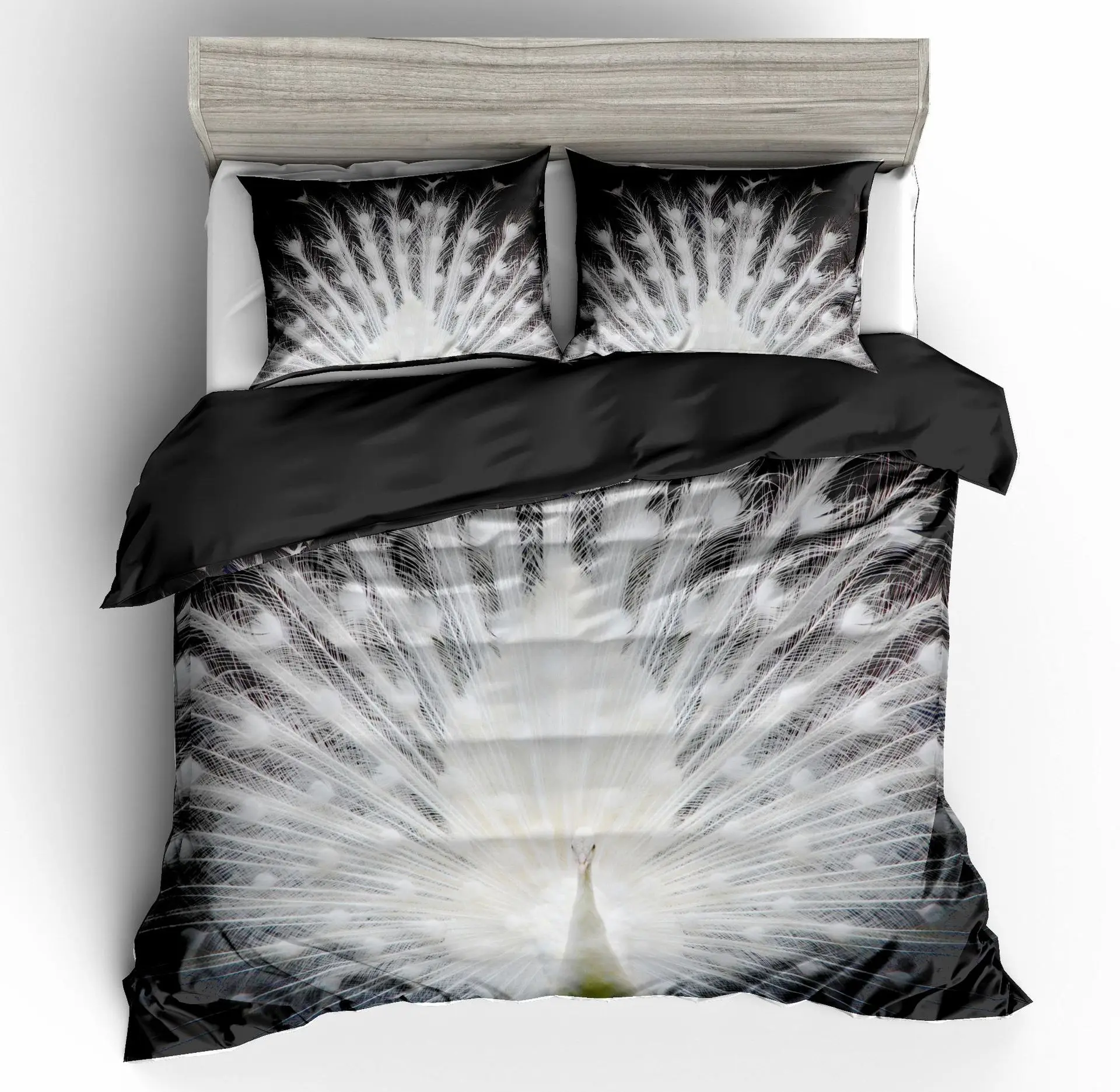 Peacock Feather Bedding Set 3d Printing Duvet Cover Flat Sheet