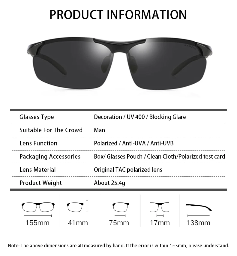 PARZIN, мужские поляризованные солнцезащитные очки для вождения, рыбалки, высокое качество, алюминиево-магниевые солнцезащитные очки, Anti-UV400, очки для улицы