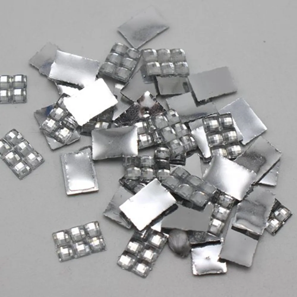 

500 Clear Mosaics 3mm Square Rectangle Flatback Rhinestone Gems 9X6mm