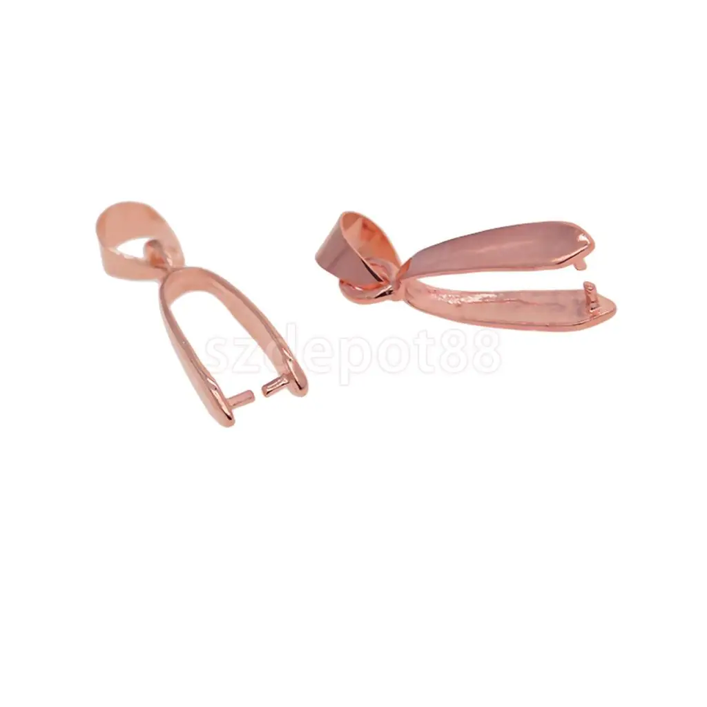 20pcs Gold / Rosegold Plated Pendants Clasps Clips Bails Connectors Brass Charm Pinch Bail Beads Jewelry Findings DIY