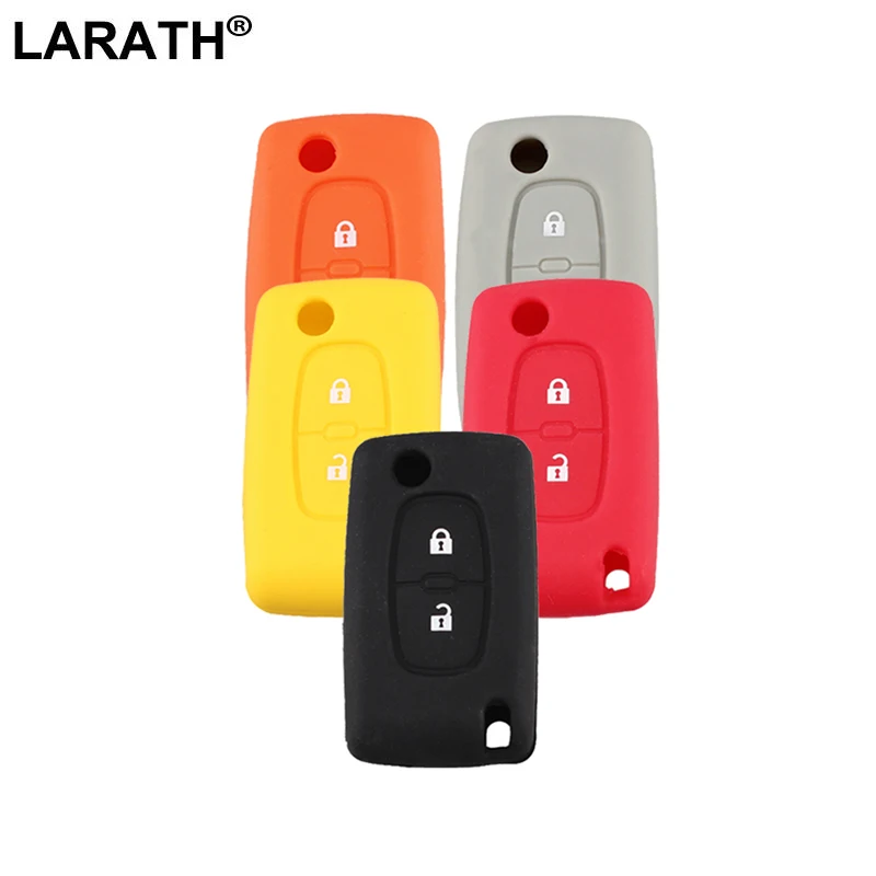 LARATH Car Styling Colorful 2 Buttons Car Key Silicone Cover For Peugeot 208 207 3008 308
