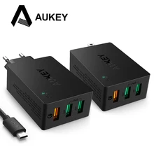 AUKEY Быстрая Зарядка 3.0 3-портовый USB Зарядное Устройство с Складная подключите Кабель Micro Usb для LG Samsung Galaxy S7/S6/Edge Nexus iPhone