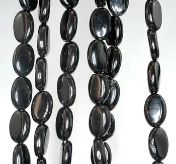 

14x10mm Black Jet Gemstone Oval Loose Beads 16 inch Full Strand (90186921-825)