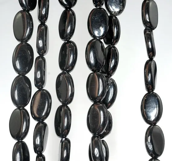 14x10mm Black Jet Gemstone Oval Loose Beads 16 inch Full Strand (90186921 825)in Jewelry
