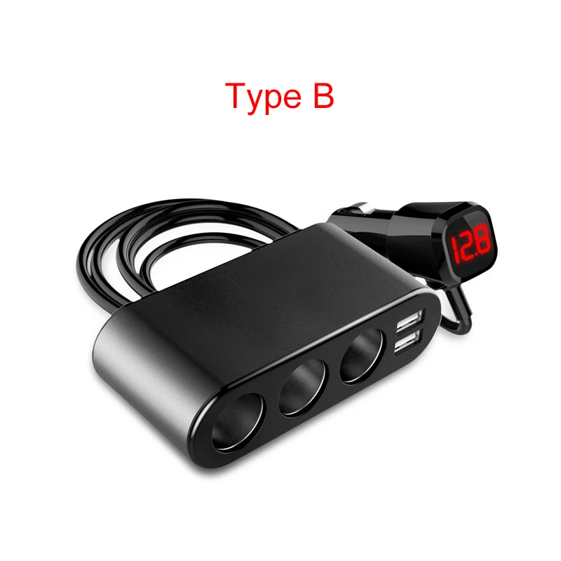 TYPE B 12 V-24 V розетка для автомобильного прикуривателя сплиттер светодиодный USB Зарядное устройство адаптер 3.1A 100W обнаружения для телефона MP3 DVR аксессуары - Название цвета: TYPE B