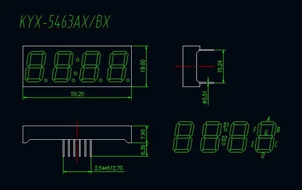 5 шт./лот) 0,5" дюймов 4 цифры 7 Семь сегментных часов Красный светодиодный цифровой дисплей, общий катод