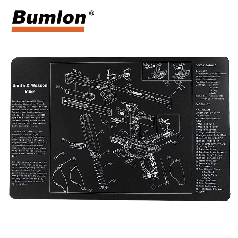 

Glock Gun Cleaning Bench Mat Waterproof Rubber Carpet Non-Slip with Instructions Bench Mat RL37-0087