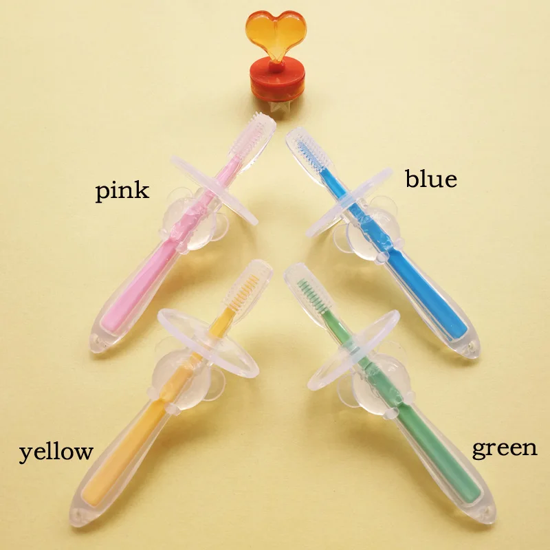Beli 4 Warna Anak anak Silicone Teether Pelatihan Sikat Gigi untuk Anak Bayi Sikat Gigi Bayi Bayi Bayi Alat Sikat dengan Opp