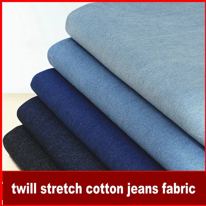 

5color Twill Water Washing Denim fabric stretch jeans fabric H1J10F
