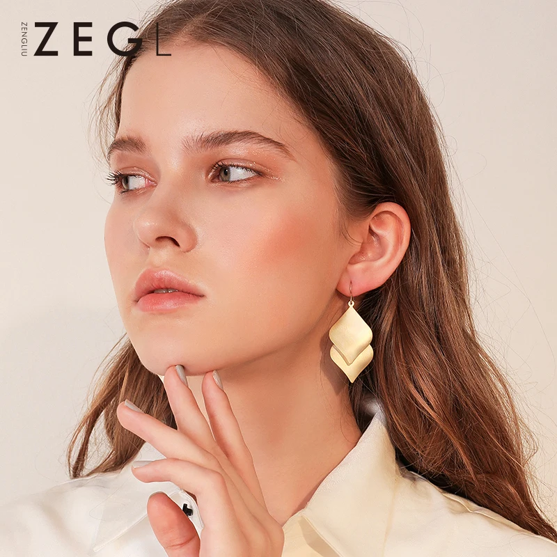 Женские серьги гвоздики ZEGL металлические геометрические с