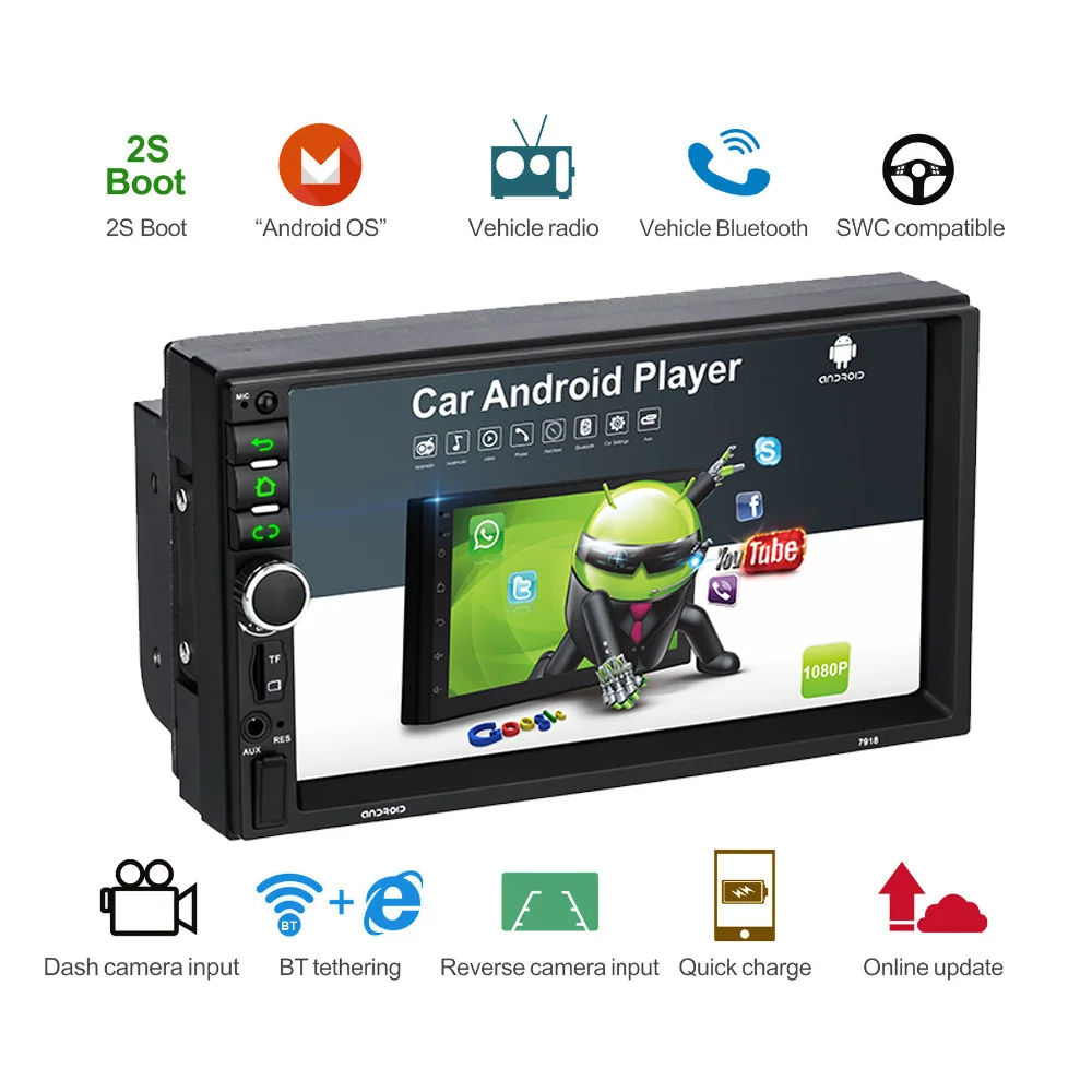 

Android 8.1 Car MP5 Multimedia Playe 2 Din 7'' HD Car Radio FM WIFI AM Auto Audio Stereo GPS Navigation Backup Monitor
