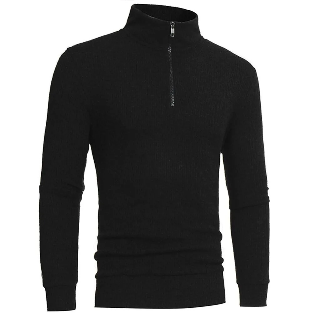 En Ligne Col roulé hommes pulls pulls hiver automne décontracté tricot solide chandail Zipper Slim Fit tricots Pull Pull Homme