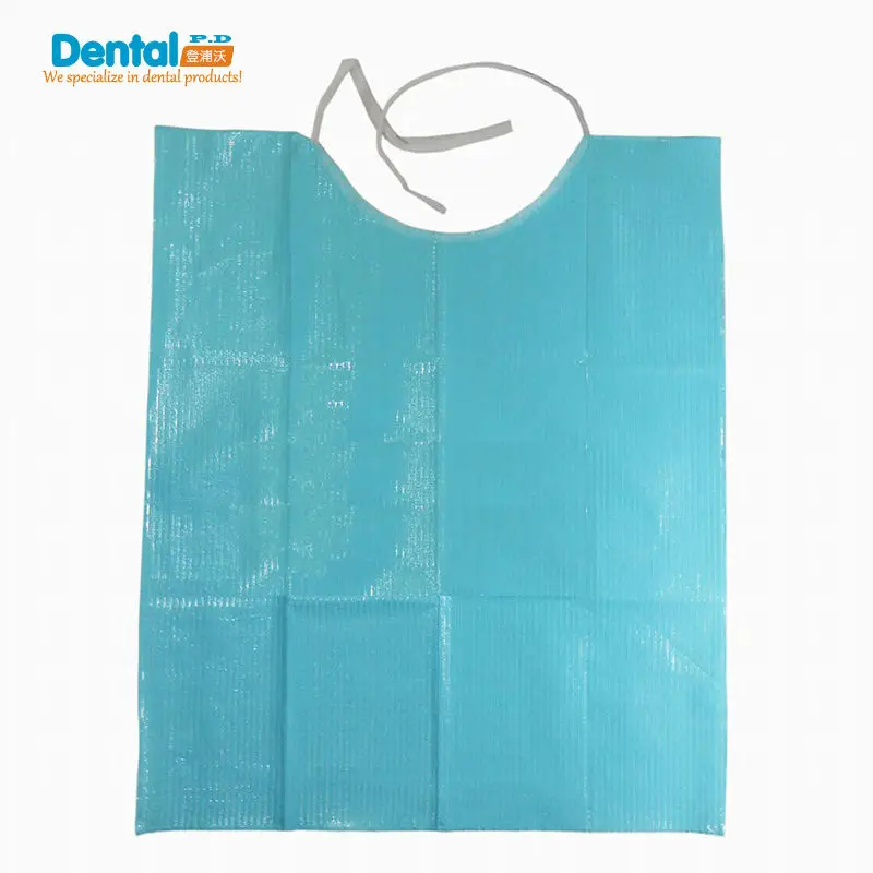 free shipping Disposable Dental bib with tie 2ply paper + 1ply film