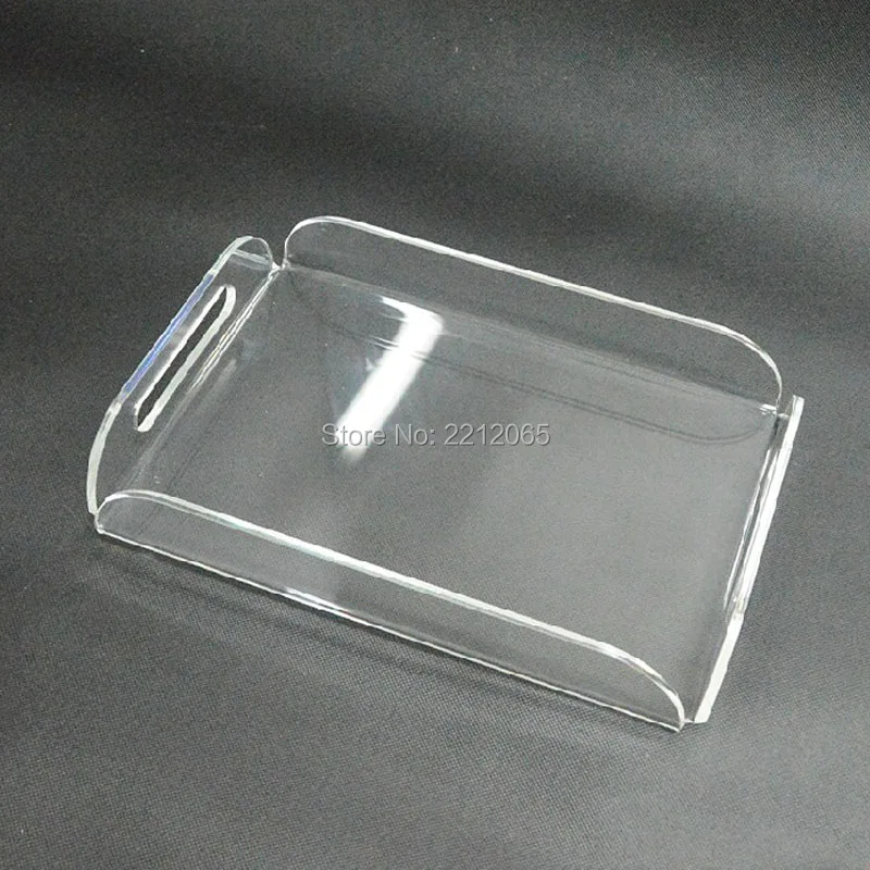 Rectangle Clear Acrylic Serving Trays with Handle, Beverage,Fruit,Cake,Toys YAT-001