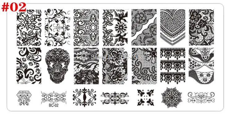MANZILIN NEWBC кружева цветы дизайн ногтей штамп штамповка изображения пластины 10 шт./лот 6*12 см пластик ногтей маникюрный Шаблон трафарет Инструменты