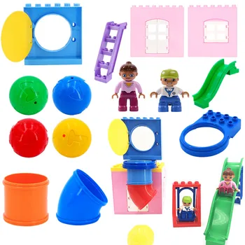 

Diy Playground Pipes Sides Swing Building Blocks Baby Toys for Children Compatible with Duploed Parts Educational Toy kids gift