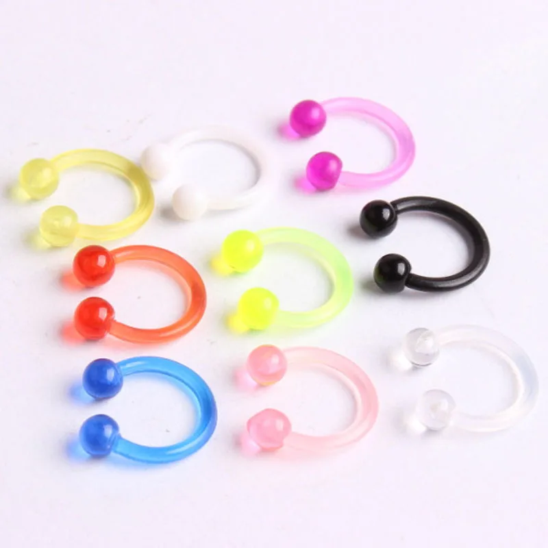 

Modrsa 2Pcs Cheater Faux Nose Ring Acrylic Horseshoe Fake Nose Clip Labret Septum Piercing Helix Women'S Body Piercing Jewelry