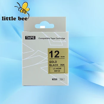 

Free shipping 1Pcs Top quality KingJim 12mm label tape SM12Z black on Gold compatible labelworks/tepra printer