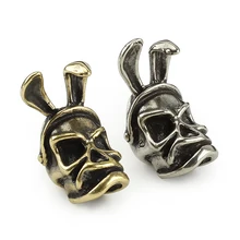 Панк Череп латунный нож бусины зонтик веревка шарик Открытый EDC кролик ухо Череп Бусы на веревочке