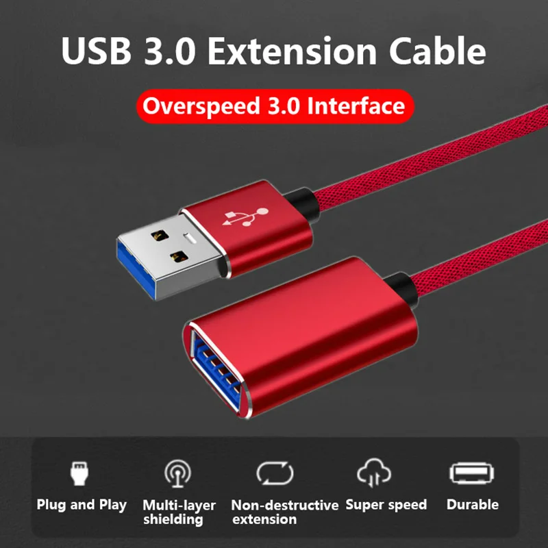 1 м USB Удлинительный кабель супер скорость USB 3,0 кабель синхронизации данных удлинитель Кабель удлинитель шнура провод для ноутбука ПК клавиатура принтер