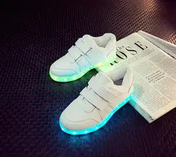 2017 кроссовки Дети USB зарядки блестящие Блестящие Кроссовки для молодых девочек красочные светодиодные фонари детская обувь