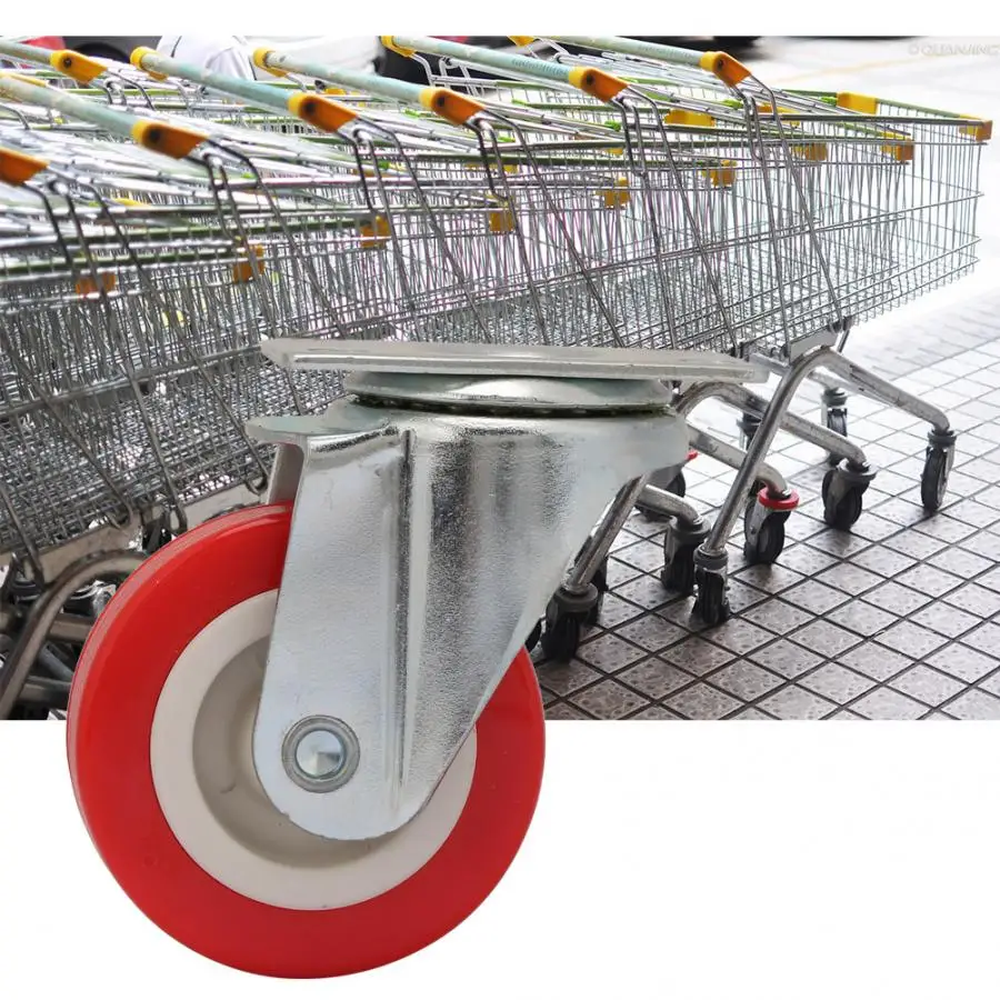 4 шт 2 дюймовый поворотный верхняя пластина с капюшоном ролики колесо ПВХ для мебели мебель на колесиках колеса для чемоданов красный
