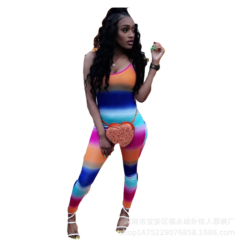 Sexy Club Jumpsuits Skinny Jumpsuits for Women 2019 Fashion Nova Woman Print Roupas Femininas Spaghetti Strap Femme Clothes Girl