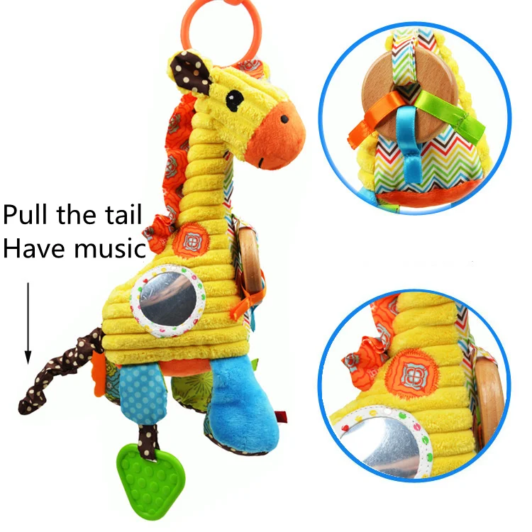  High quality TOP Baby Plush Toy giraffe Pull bell Multifunctional Bed Hanging appease Educational T
