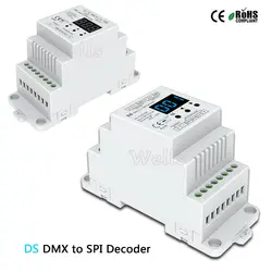 DS; DC5V 12 В 24 В DMX512 сигнал SPI конвертер dmx-контроллер декодер поддержка 6803/8806/2811/ 2812/2801/3001/9813 IC