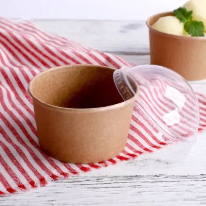 

Free shipping wood grain cowhide card ice cream paper cup cake cups with transparent cover