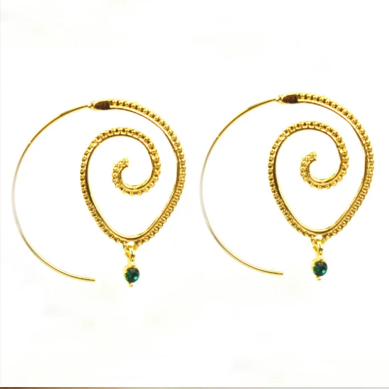 LNRRABC, винтажные женские серьги-кольца, круглые спиральные, племенная личность, шикарные простые серьги, ювелирные изделия, Прямая поставка - Окраска металла: 1 Golden