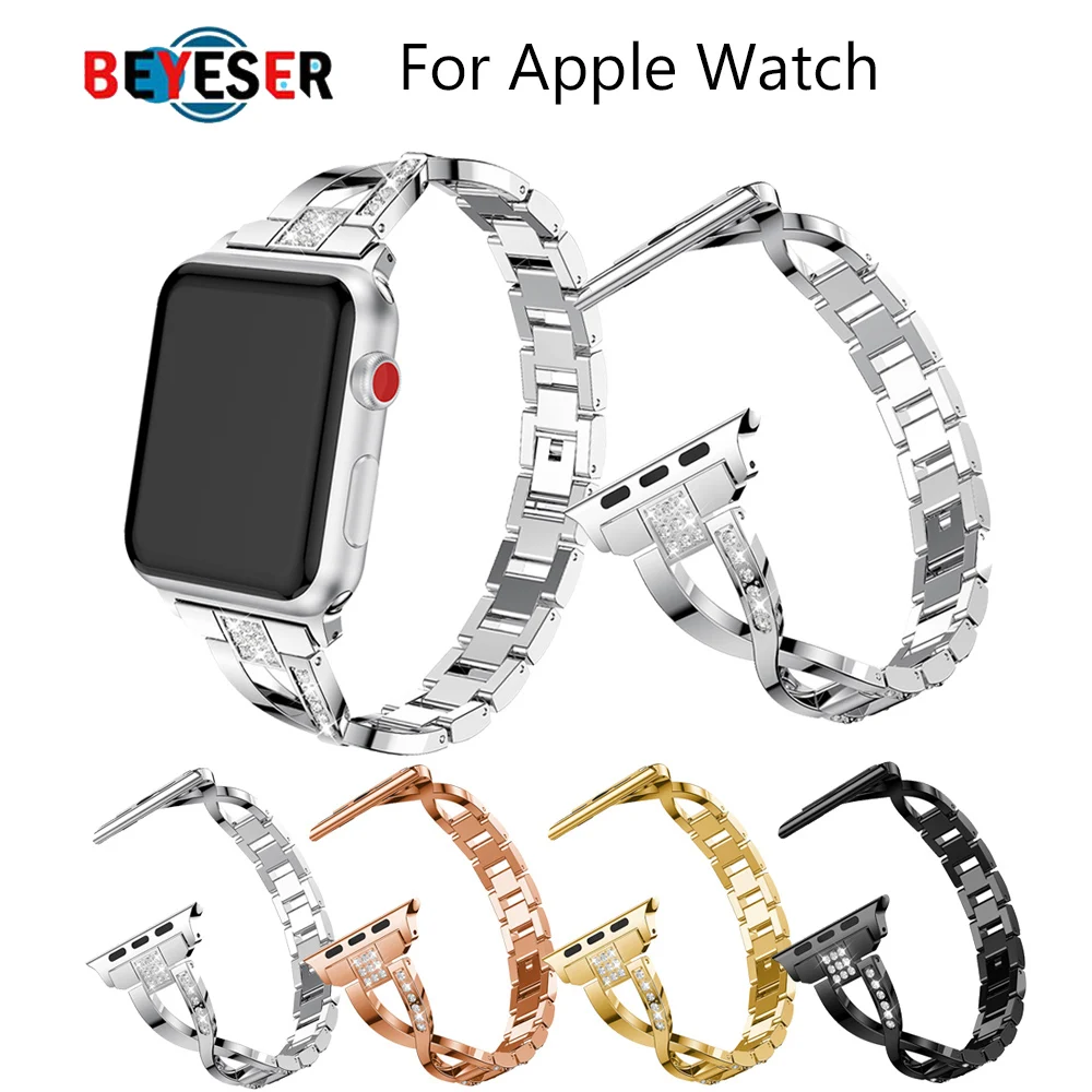 X стиль звеньевой браслет ремешок для часов apple watch Series 1 2 3 4 5 40 мм 44 стальной 38 42 с
