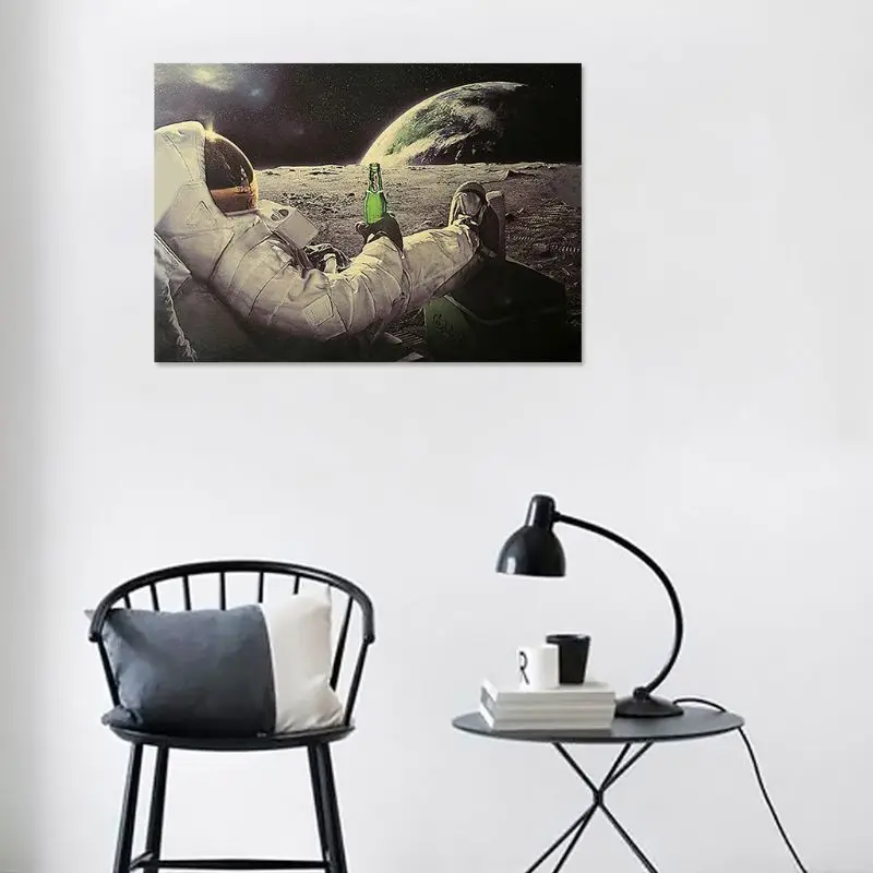 1 шт. астронавт на Луне расслабляющий с пивом Ретро фантазия крафт-бумага плакат домашний декор художественная Настенная Наклейка плакат Декор Живопись