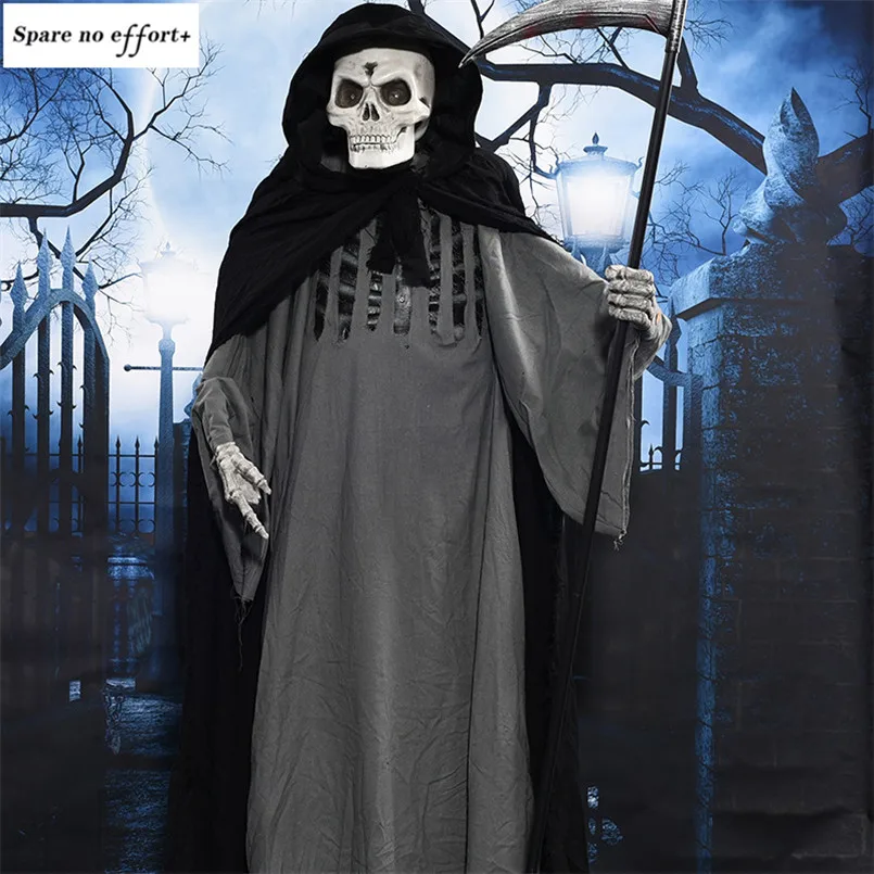 

Halloween Decoration Accessories Standing Large Grim Reaper Ghost Electric Haunted Doll Festival Decor Ornaments Skeleton Ghost