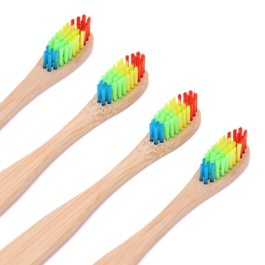 

1 PC Colorful Head Bamboo Toothbrush Environment Wooden Rainbow Bamboo Toothbrush Oral Care Soft Bristle Head Toothbrush