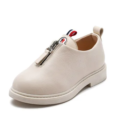 Детская обувь из натуральной кожи обувь для мальчиков, Сникеры детская брендовая одежда для девочек, спортивная обувь Весенняя низкая Cut Лоферы без застежки; школьная обувь - Цвет: white