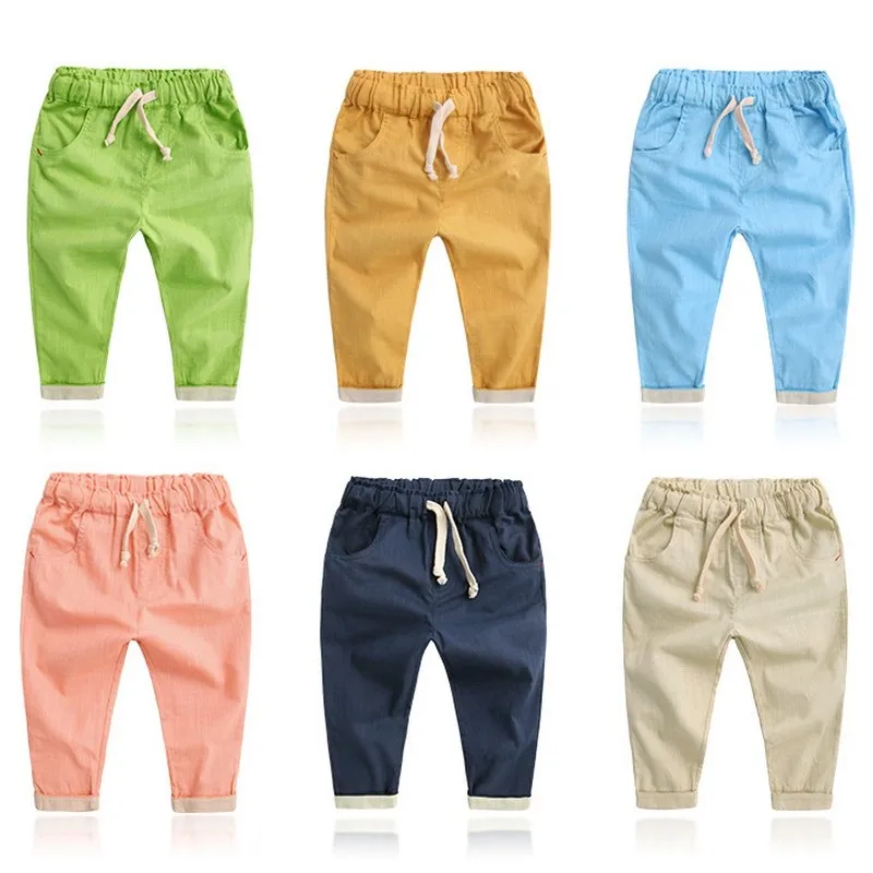 Весенние длинные штаны ярких цветов для мальчиков детские штаны-шаровары милые детские Капри для маленьких мальчиков