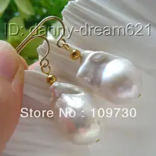 Ry00155 классический 17 мм белый ЮГ Reborn Кеши жемчуг серьги