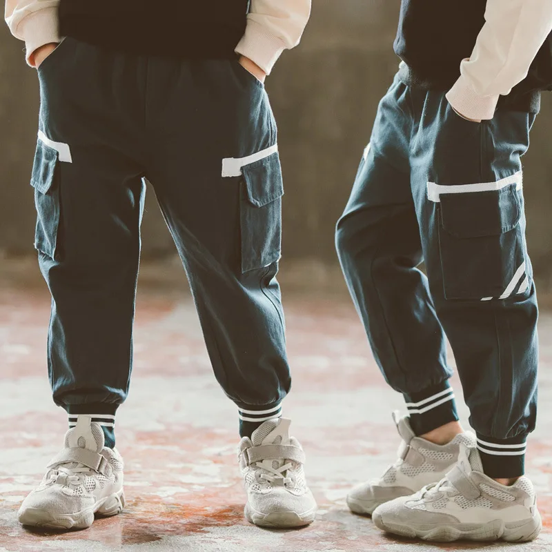 

Kids Pants Baby Boys Casual Pants 10 12 Year Children Pants Pocket Striped Long Boys Sport Trousers Boys Cargo Pants 2019 Spring