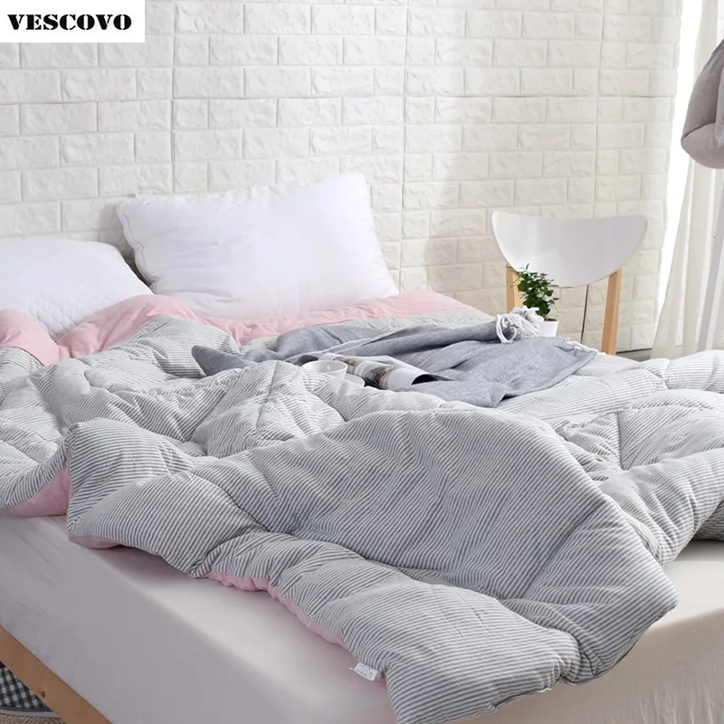 

100% Cotton Infiiling Jersey Duvet Comforter Japanese Style Stripe Design winter thick winter warm cotton quilts