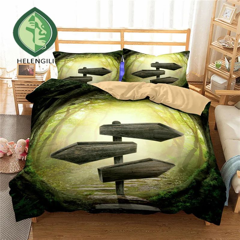 HELENGILI 3D Bedding Set Forest dreamland Print Duvet cover set lifelike bedclothes with