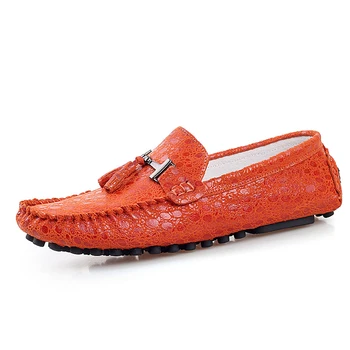

Tassel Alligator Leather Shoes Men Breathable Men Shoes Casual Driving Slip On Black Blue Orange