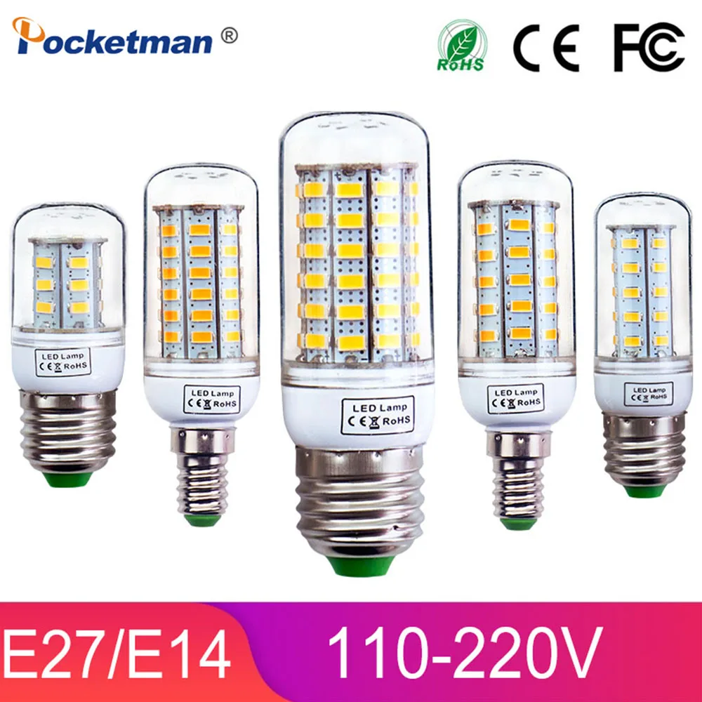 E27 E14 Светодиодная лампа AC 220 В SMD5730 светодиодсветодиодный лампа-кукуруза 69/48/36/24