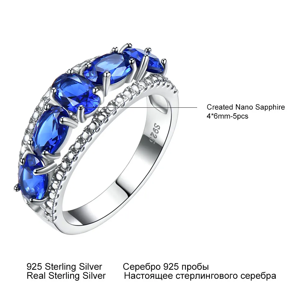UMCHO создан Овальный нано-сапфир кольцо различные драгоценные камни кольца из стерлингового серебра 925 для женщин юбилейные подарки Ювелирные украшения