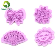 4 шт. пластиковый бант формочка для печенья вентилятор Подсолнух резак для помадки DIY Украшение сахарное ремесло форма для печенья инструменты для украшения торта