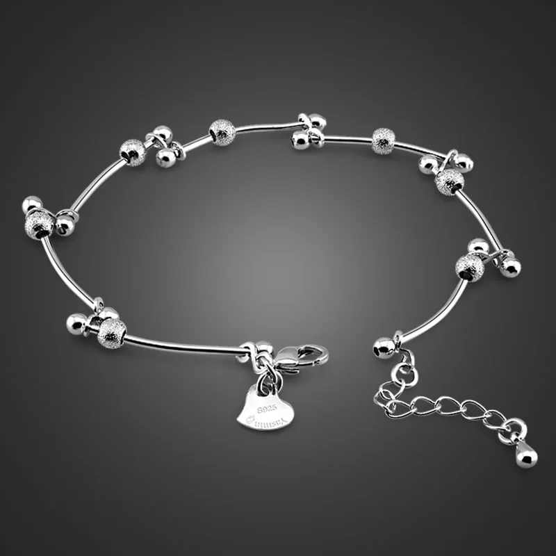 New Girls 925 Sterling Silver Feet Chain Bead Design Silver Cavigliera Feet Chain Women'S Summer Charm Jewelry Regalo Di Compleanno