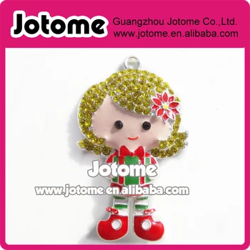 

Christmas Gift Rhinestone Pendant ,Christmas girl with gift Rhinestone Pendant